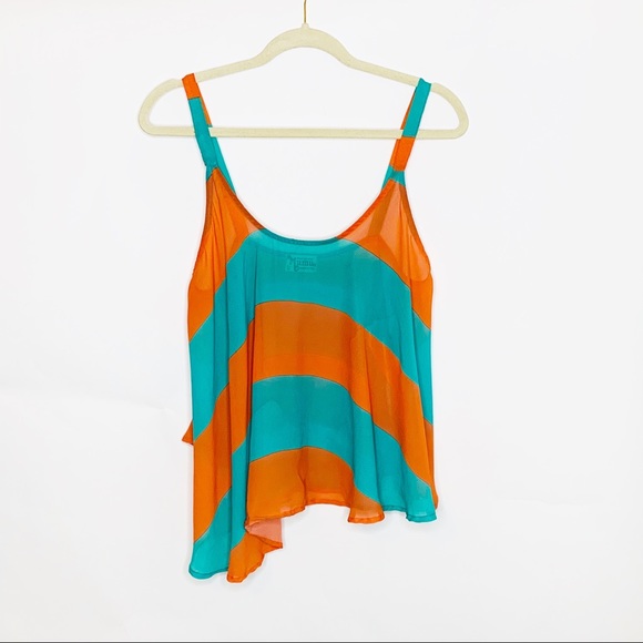 Show Me Your MuMu Tops - Show Me Your Mumu Orange and Teal Flowy Tank Top